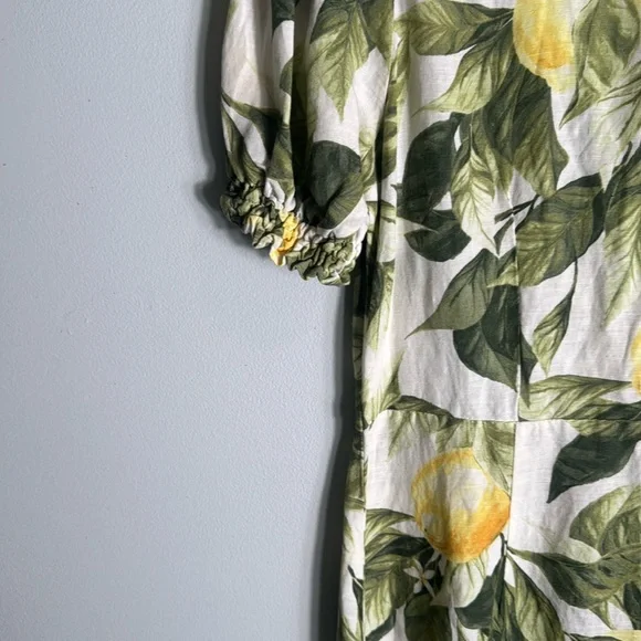 H&M‎ Green and White Puff Sleeve Mini Wrap Dress - Picture 8 of 11